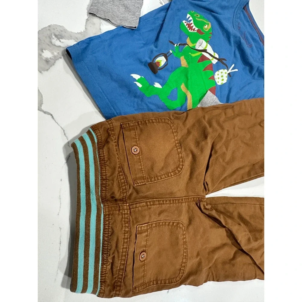 Baby Boden Dinosaur Long Sleeve‎ Shirt & Brown Corduroy Pants Set 2-3